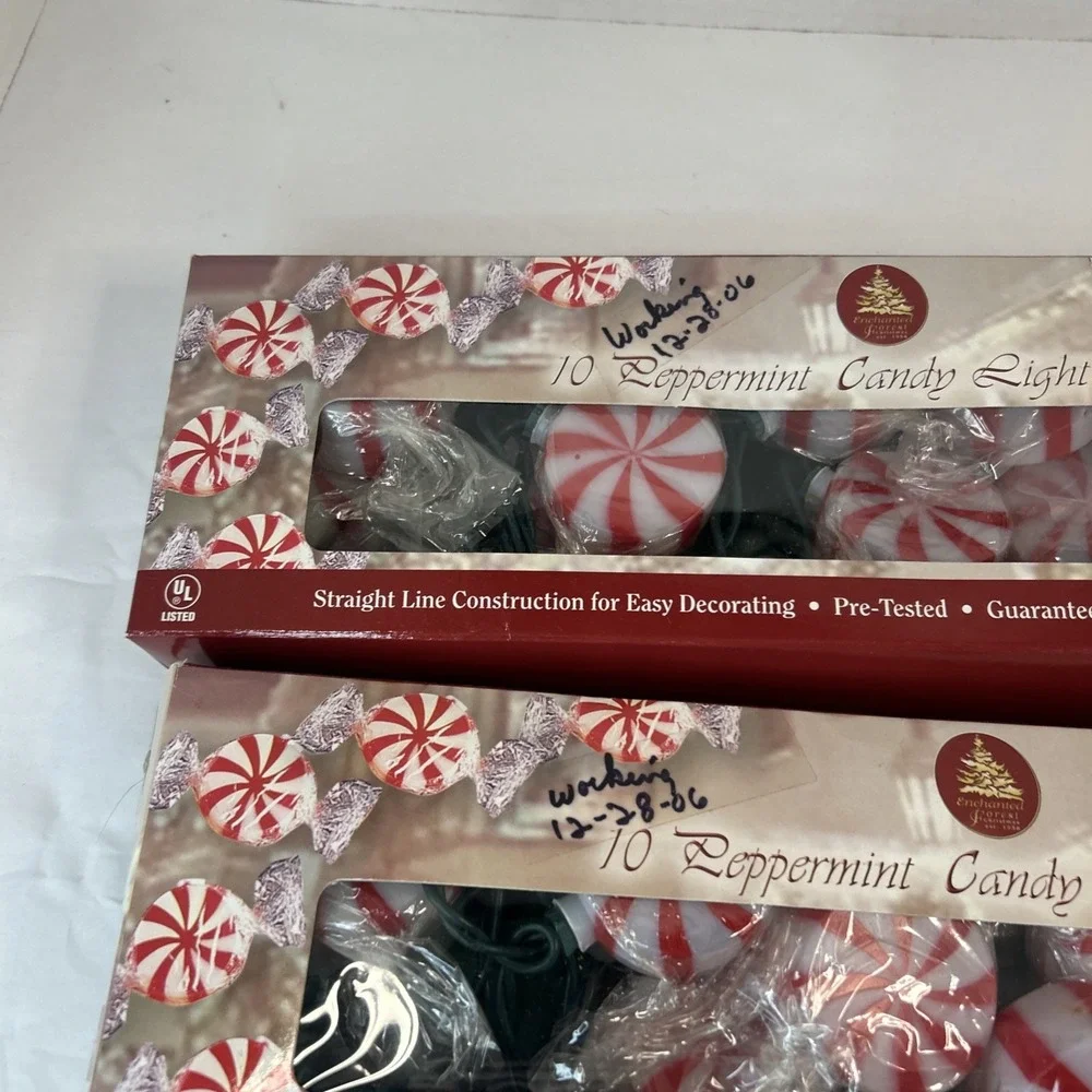 2‎ Sets of 10 Peppermint Red and White Christmas Candy String Lights Read